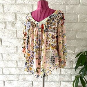 Anthropologie Maeve Multicolor Floral Blouse Sz 8